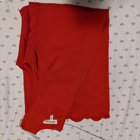 💃 Red-orange mini dress with cute scalloped hem - Picture 6 of 8